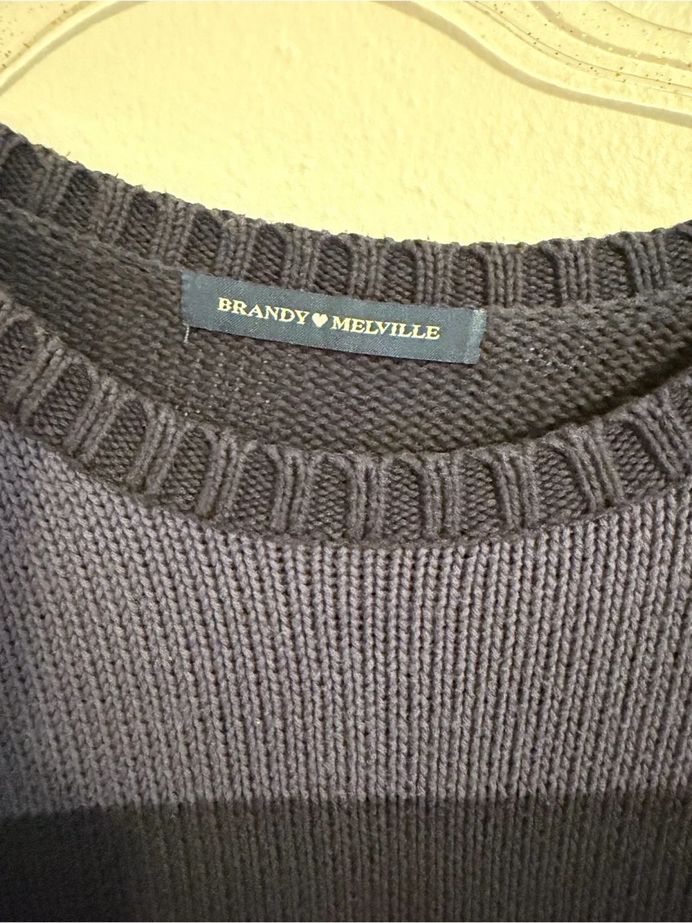Brandy Melville ‘Brianna’ Striped Crewneck Sweater - Navy and Slate - OS